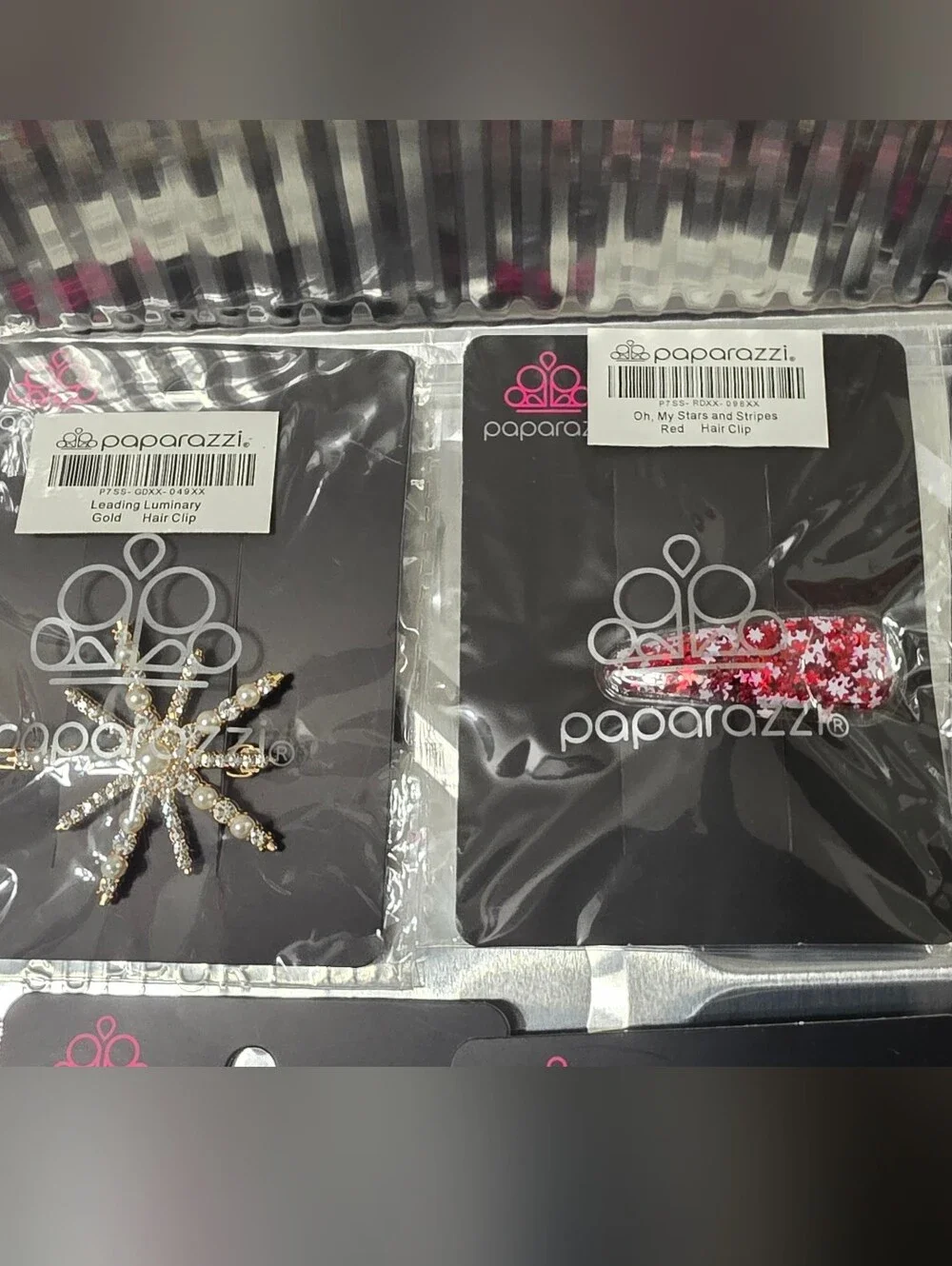 Paparazzi Assorted Women's Hair Clips - Pink, Red, Yellow, Silver Accents